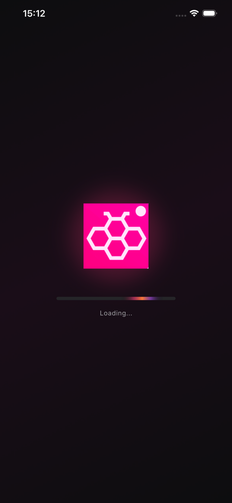 Honista - Honista app splash screen showing a pink icon with a white hexagonal symbol and a loading bar