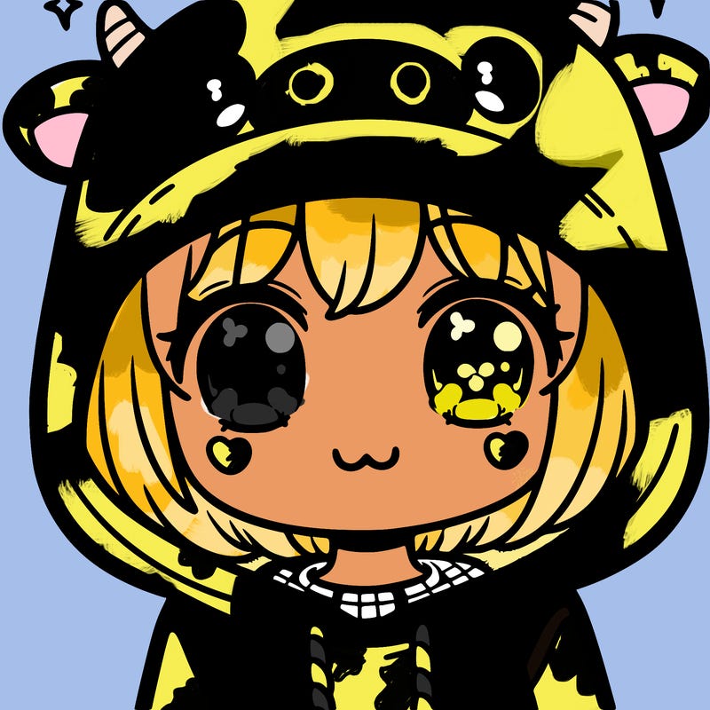 kawaii girl with cow hoodie