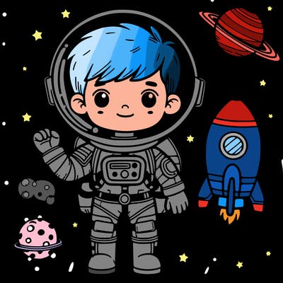 astronaut boy in outer space