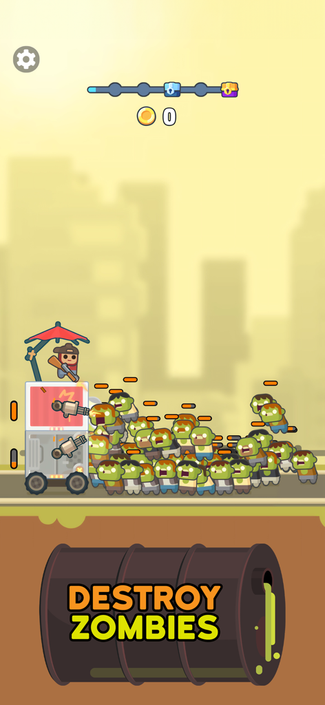 TDS - Tower Destiny Survive - Torre móvil defendiéndose de una horda de zombies en Tower Destiny Survive