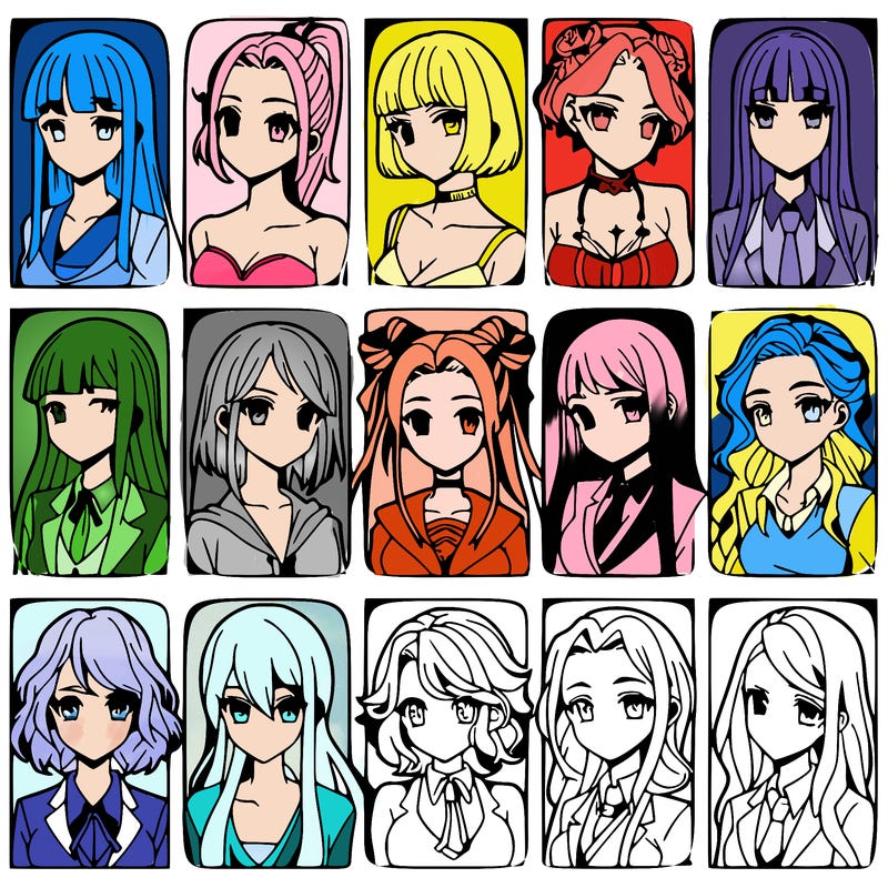 girls that look diffrent anime