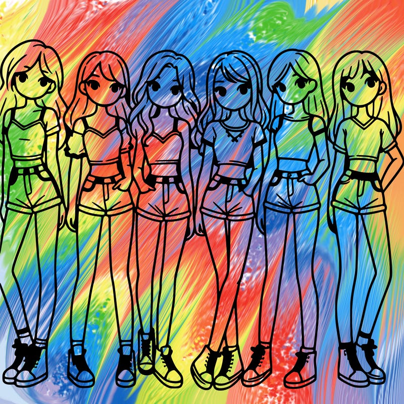 a group of girls wearing crop tops and shorts