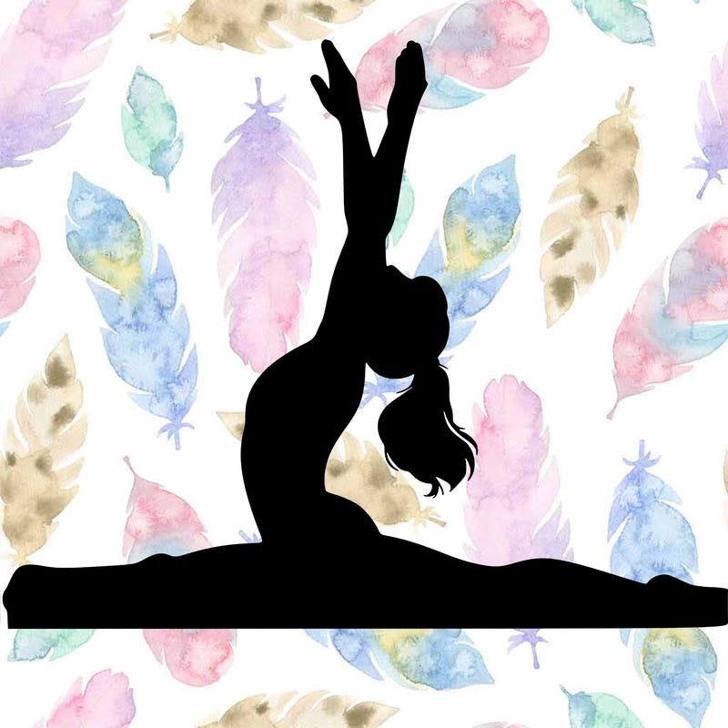 realistic gymnast doing splits with plain background
