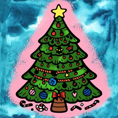 christmas tree with lots of details