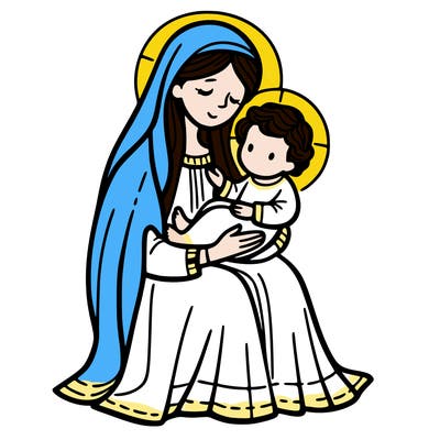 mary with baby jesus christ on his