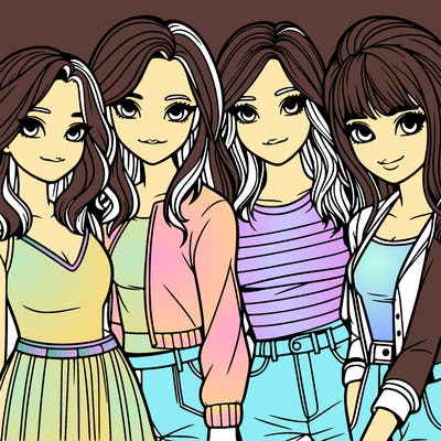 a group of girls realistic
