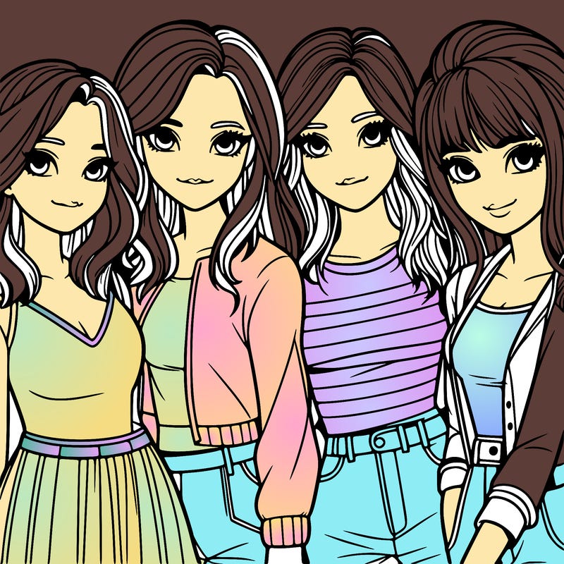 a group of girls realistic