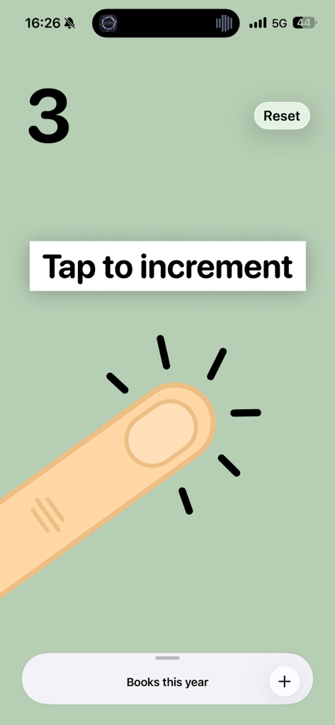 Tally Counter - Clicker App - Interface do aplicativo contador tally mostrando gesto de tocar para incrementar