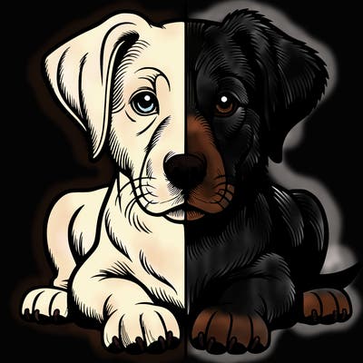 realistic dog split picture