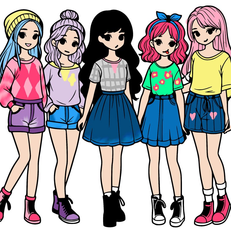 a group of five girls