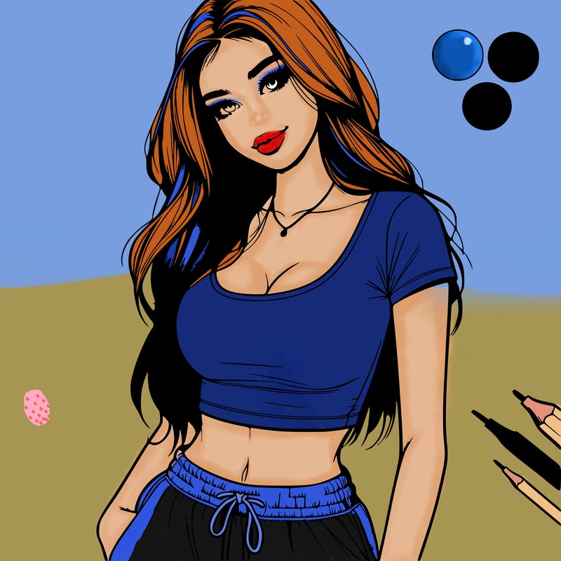 beautiful girl cropped tshirt and sweatpants realistic