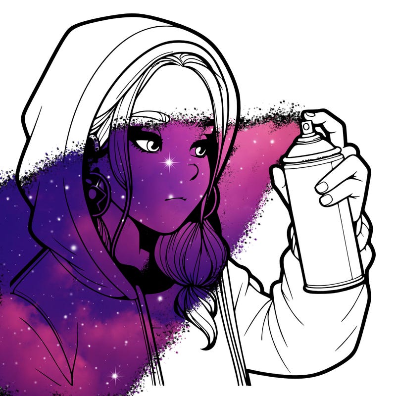 a realistic girl, spray painting