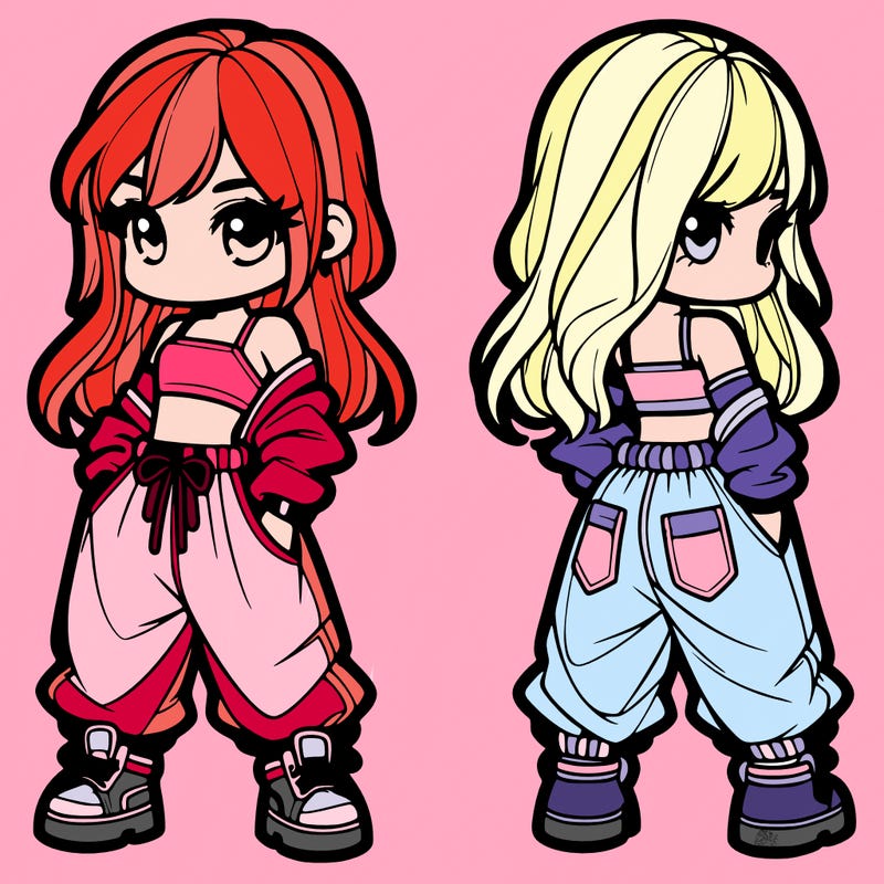 girl in crop top and baggy pants