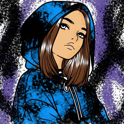 a realistic girl in a hoodie