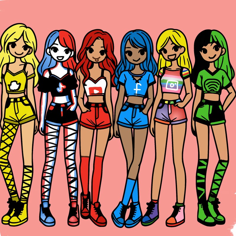 a group of girls wearing crop tops and shorts