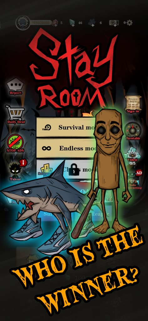 Stay Room: SilentCastle Origin - Stay Room SilentCastle Origin main menu screen showing spooky characters and game modes