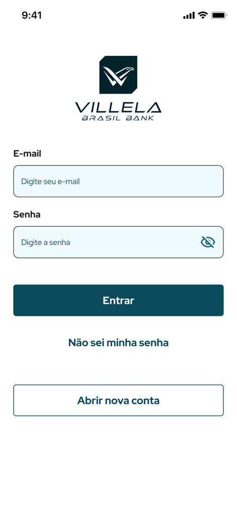 이메일 및 비밀번호 입력 필드가 있는 빌렐라 페이 로그인 화면