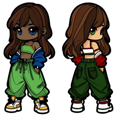 girl in crop top and baggy pants