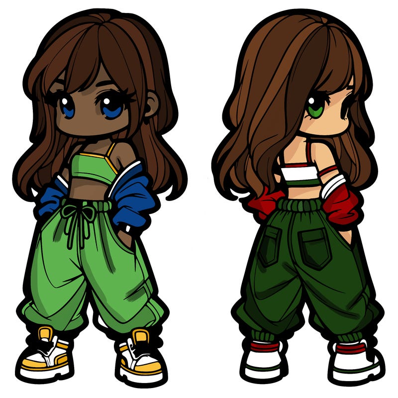 girl in crop top and baggy pants