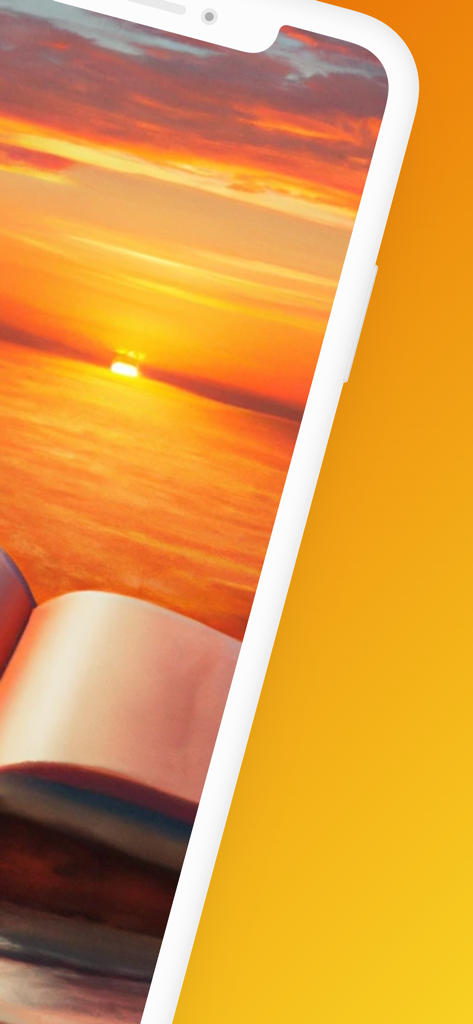 Easy to Read Bible KJV - A smartphone screen showing an open book and a peaceful sunrise representing daily Bible study