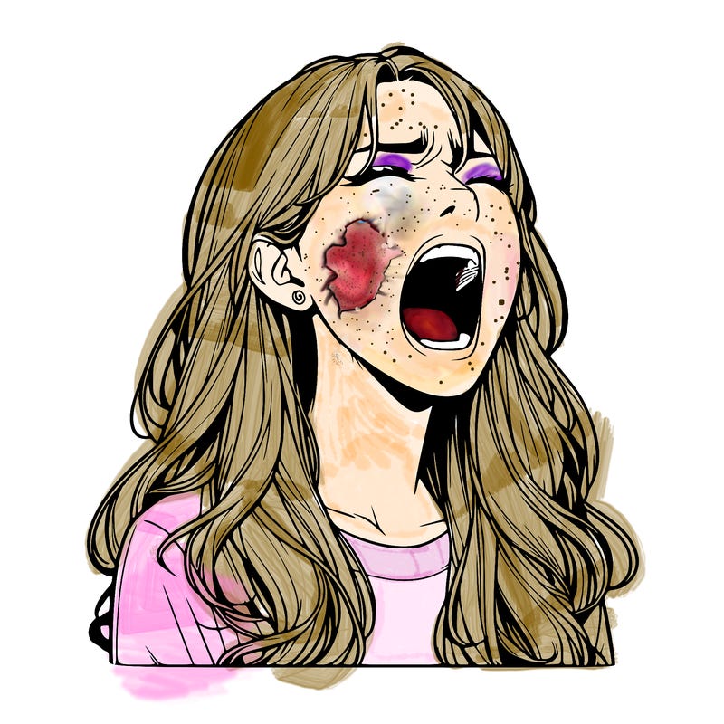 screaming realistic, girl