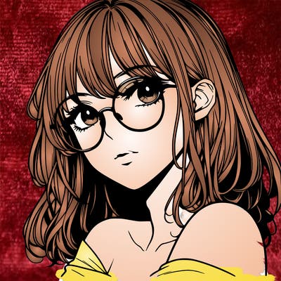 manga woman character with glasses and nice lips