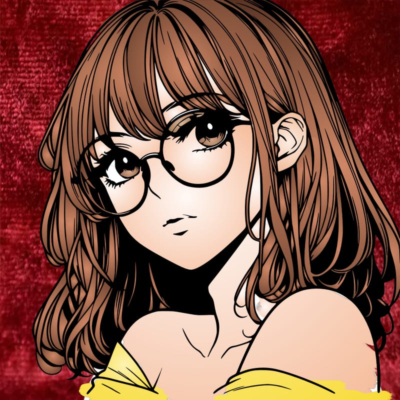 manga woman character with glasses and nice lips