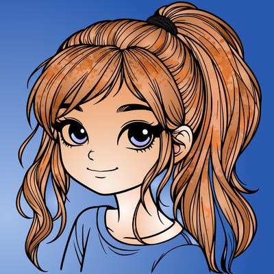 realistic girl with ponytail