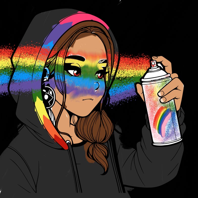 a realistic girl, spray painting