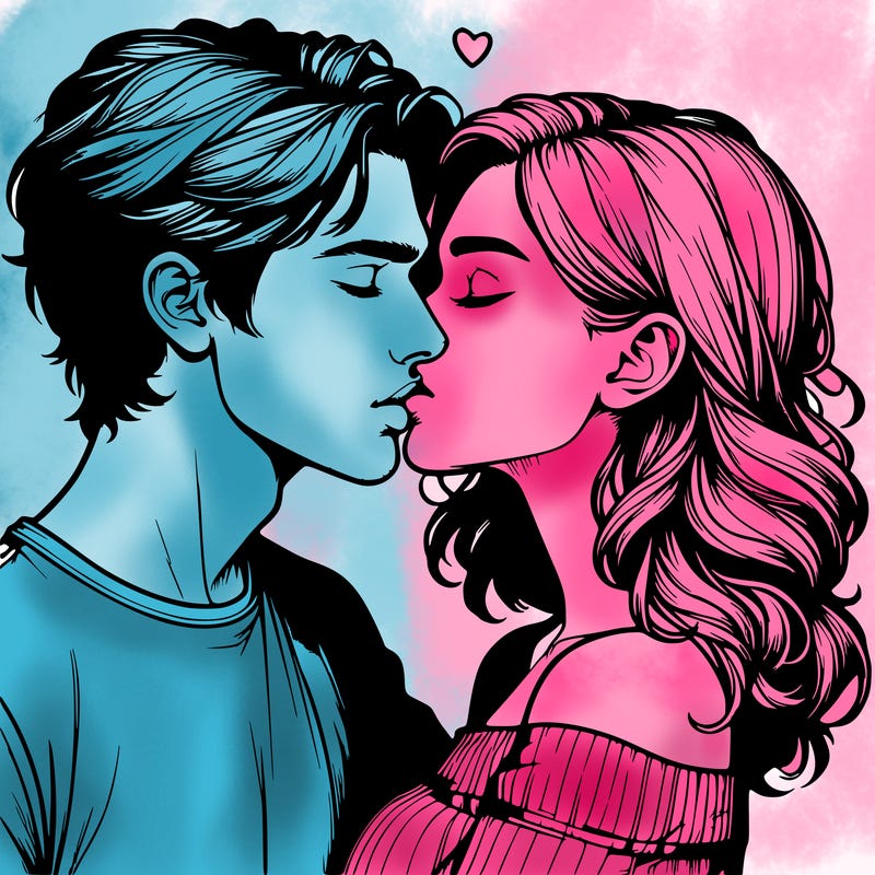 realistic couple kissing