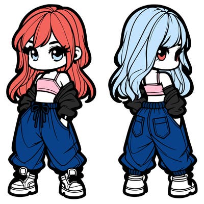 girl in crop top and baggy pants