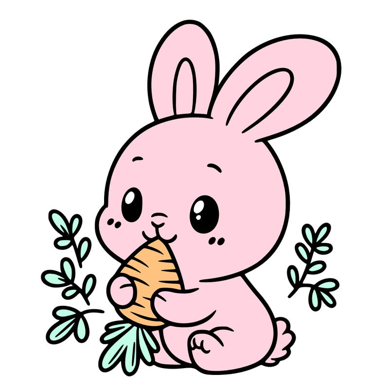 a cute bunny eating a carrot