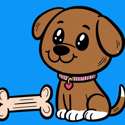 a dog with  a bone