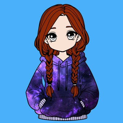 a realistic girl with a oversized hoodie and she has braids