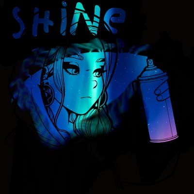 a realistic girl, spray painting