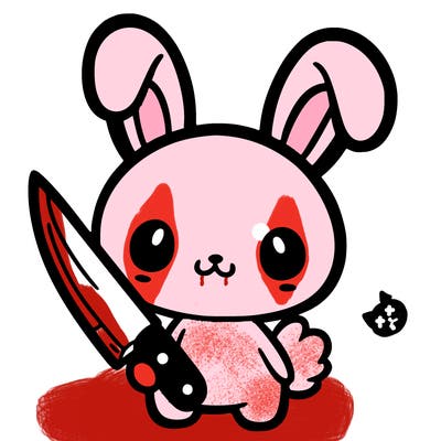 cute bunny holding a knife halloween
