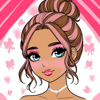 realistic pretty girl with hair in bun