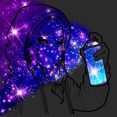 a realistic girl, spray painting