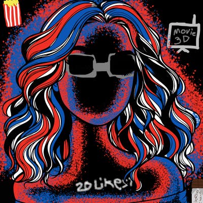 realistic girl with wavy hair and lips