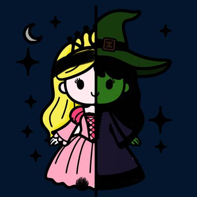 split princess and witch