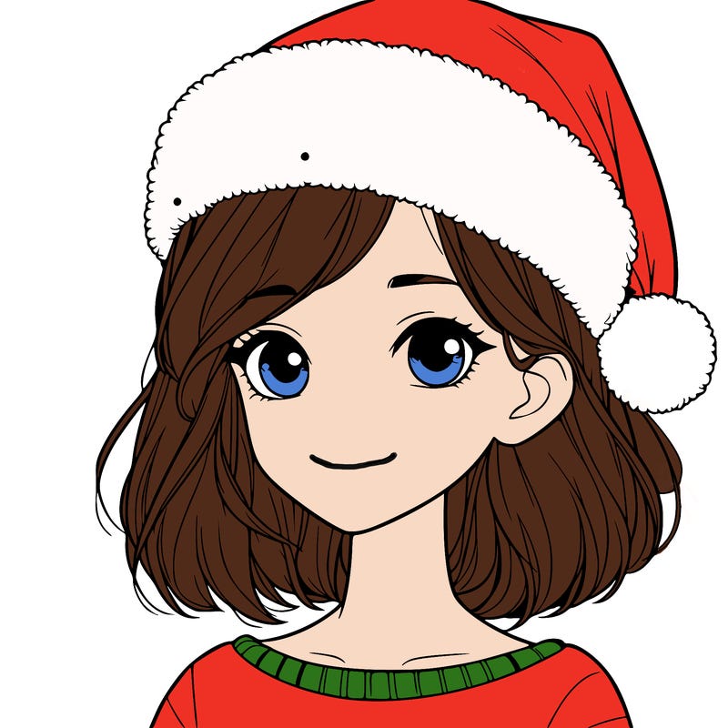 a realistic girl wearing santa claus hat