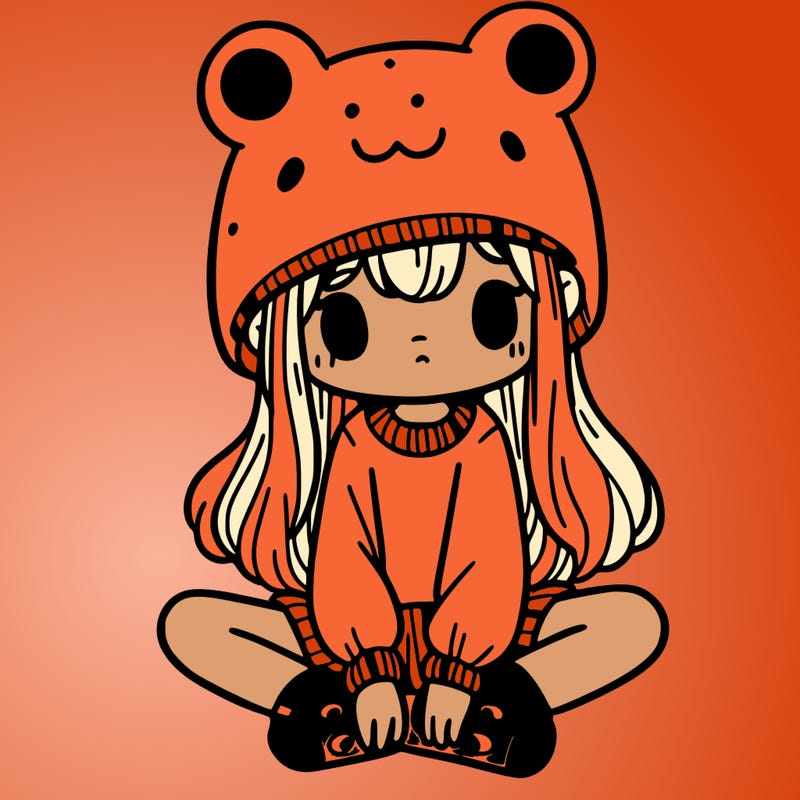 a girl wearing a frog hat and some frog socks