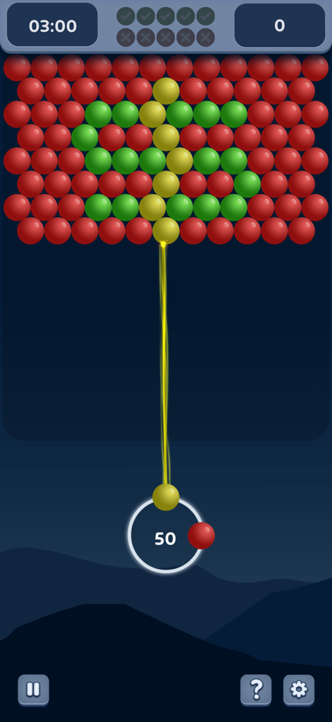 Real Money Bubble Shooter Pro - Real Money Bubble Shooter Pro gameplay screen showing a player aiming a yellow bubble at a grid of red and green bubbles
