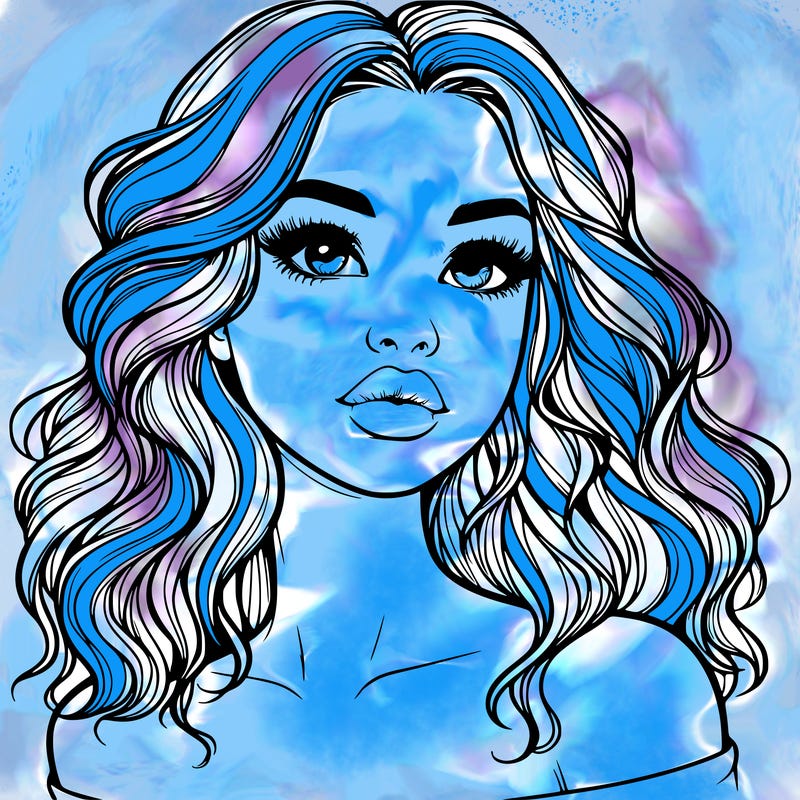 realistic girl with wavy hair and lips