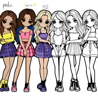 a group of girls realistic