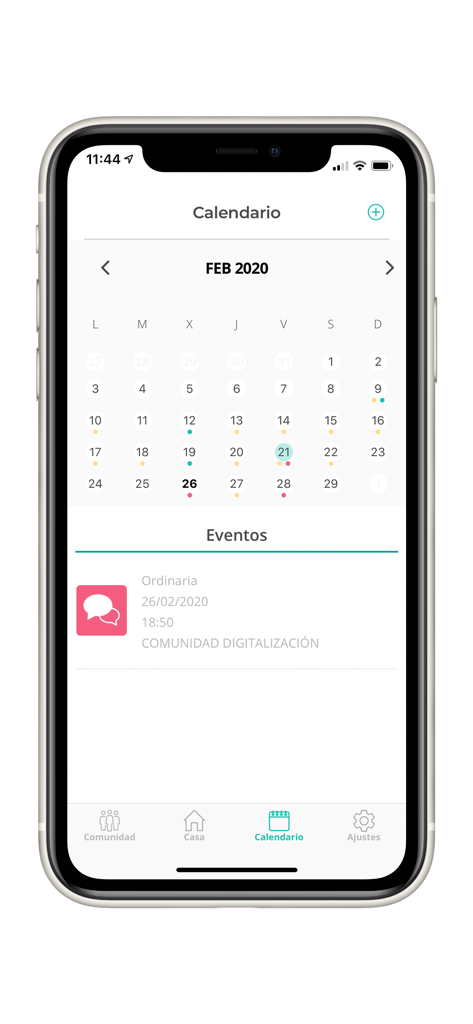 TucomunidApp - 커뮤니티 이벤트를 표시하는 TucomunidApp 캘린더 인터페이스 스크린샷