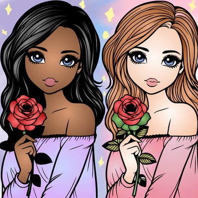 realistic girl with a rose