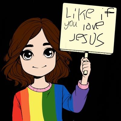 realistic girl holding up a sign