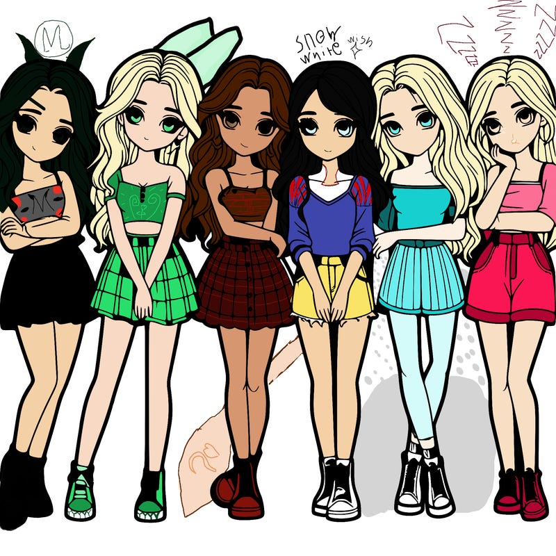 a group of girls realistic