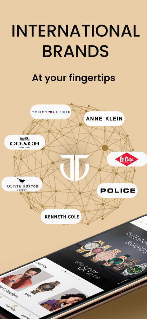 Titan World - Titan World mobile app screen displaying international watch brands and shopping offers.